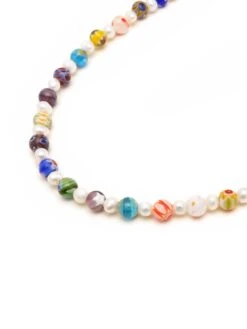 Nialaya Men's Pearl Necklace With Hand-Painted Glass Beads -Nialaya Jewelry Store nialaya men s necklace men s pearl necklace with hand painted glass beads 20 inches 50 8 cm mnec 141 28501722726472
