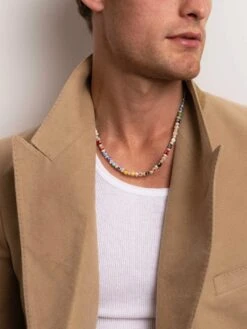 Nialaya Men's Pearl Necklace With Hand-Painted Glass Beads -Nialaya Jewelry Store nialaya men s necklace men s pearl necklace with hand painted glass beads 20 inches 50 8 cm mnec 141 30402003501128