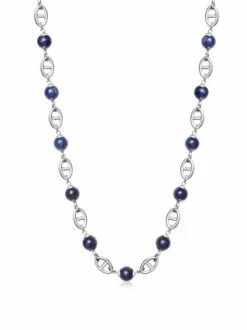 Nialaya Men's Silver Mariner Chain With Blue Lapis