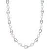 Nialaya Men's Silver Mariner Chain With Pearls