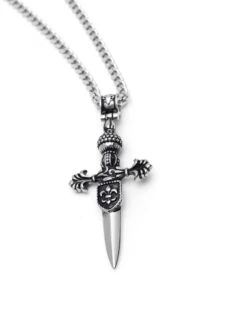 Nialaya Men's Silver Necklace With Adorned Sword Pendant -Nialaya Jewelry Store nialaya men s necklace men s silver necklace with adorned sword pendant 29665443283016