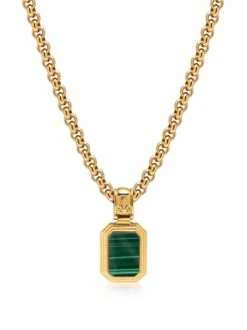 Nialaya Men's Sterling Silver Necklace With Two-in-One Malachite & Black Onyx Pendant