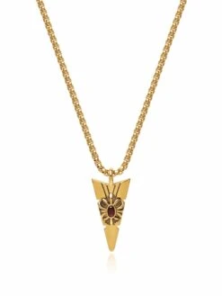 NIALAYA X JOHNNY EDLIND: Gold Arrowhead Necklace With Red Stone