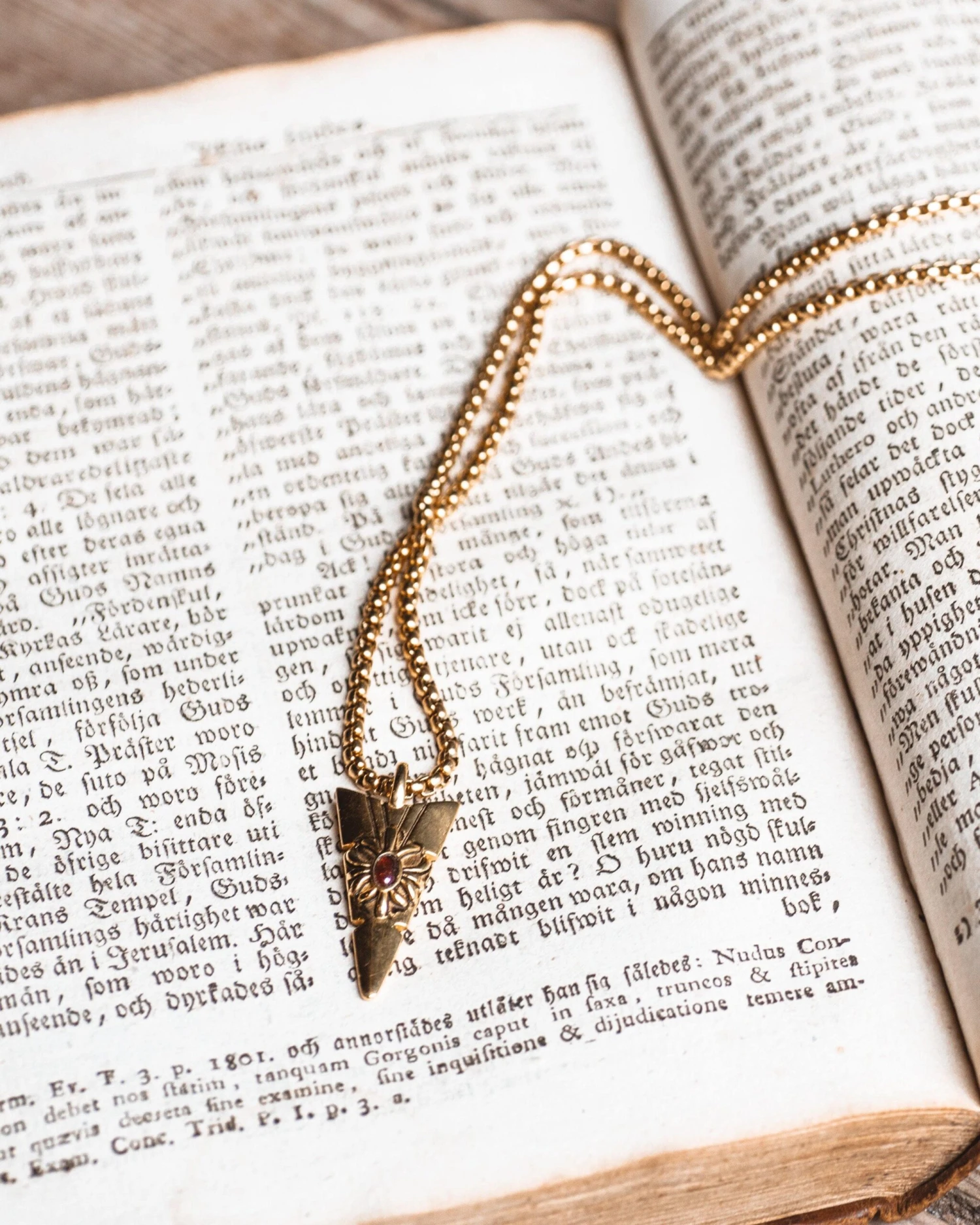 NIALAYA X JOHNNY EDLIND: Gold Arrowhead Necklace With Red Stone 6 NIALAYA X JOHNNY EDLIND: Gold Arrowhead Necklace With Red Stone - Image 6