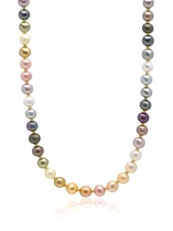 Nialaya Pastel Pearl Necklace With Gold
