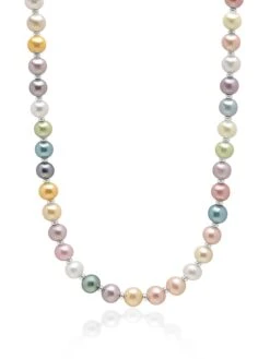 Nialaya Pastel Pearl Necklace With Silver