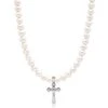 Nialaya Pearl Necklace With Silver Cross