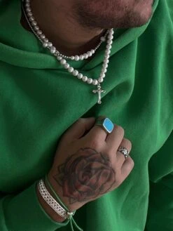 Nialaya Pearl Necklace With Silver Cross 14 Nialaya Pearl Necklace With Silver Cross -Nialaya Jewelry Store nialaya men s necklace pearl necklace with silver cross 20 inches 50 8 cm mnec 208 28958254694472