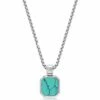 Nialaya Silver Necklace With Square Turquoise Pendant