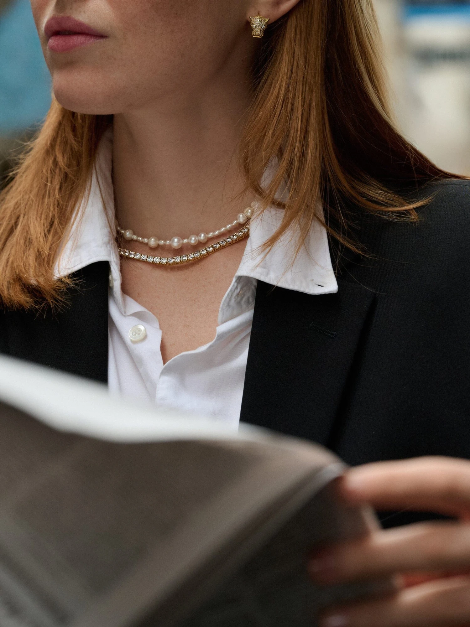 Nialaya Tennis Choker In Gold 2 Nialaya Tennis Choker In Gold - Image 2