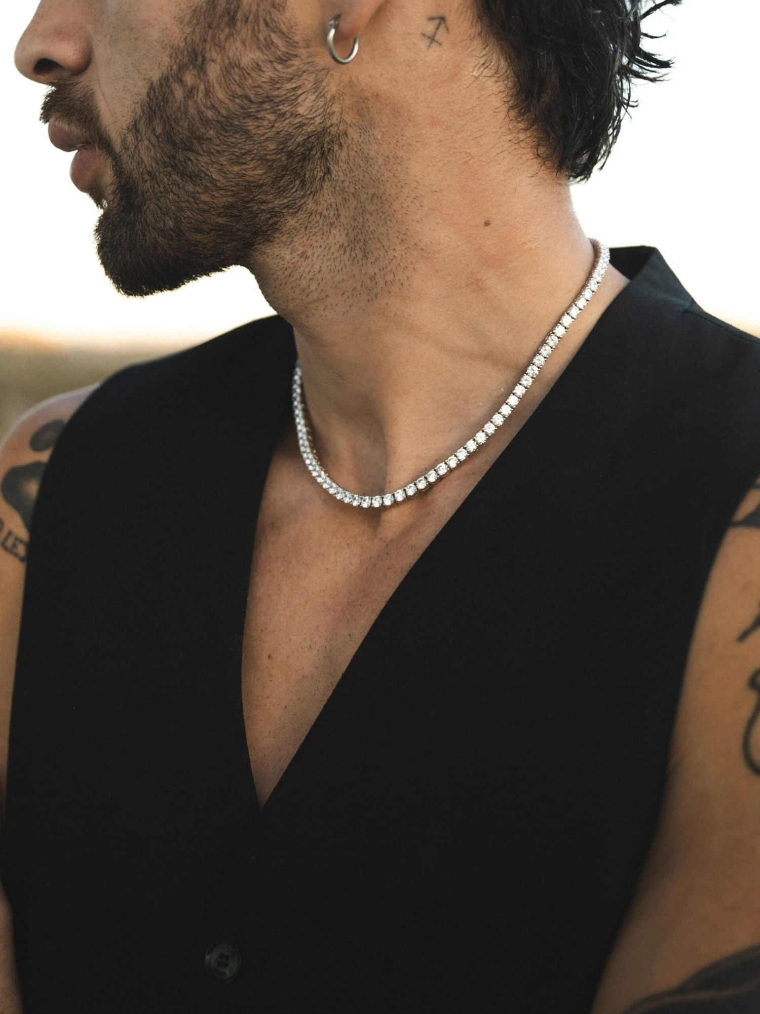 Nialaya Tennis Necklace In Silver 2 Nialaya Tennis Necklace In Silver - Image 2