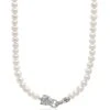 Nialaya White Pearl Necklace With Silver Panther Head Lock