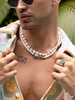 Nialaya White Pearl Necklace With Silver Panther Head Lock 10 Nialaya White Pearl Necklace With Silver Panther Head Lock -Nialaya Jewelry Store nialaya men s necklace white pearl necklace with silver panther head lock 20 inches 50 8 cm mnec 251 30412091097160