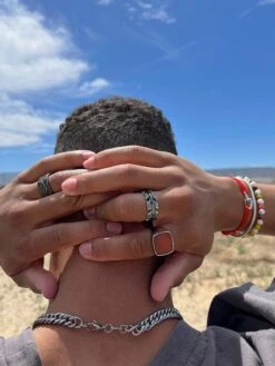 Nialaya Engraved Vintage Silver Ring With Matte Onyx -Nialaya Jewelry Store nialaya men s ring engraved vintage silver ring with matte onyx 28789872590920