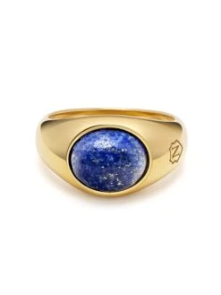 Nialaya Gold Oval Signet Ring With Blue Lapis -Nialaya Jewelry Store nialaya men s ring gold oval signet ring with blue lapis 30382910931016