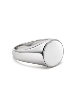 Nialaya Men's Circular Sterling Silver Signet Ring