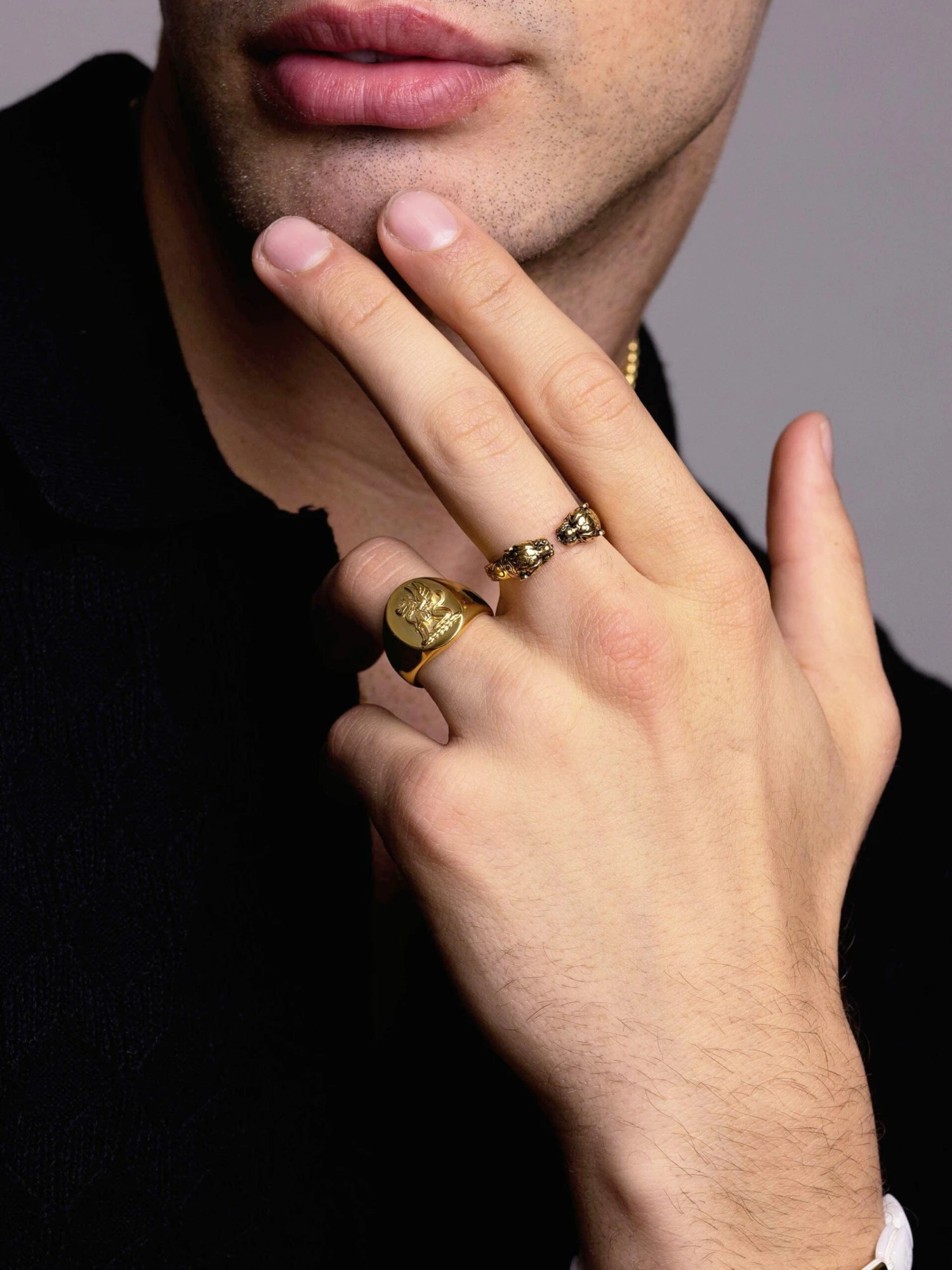 Nialaya Men's Gold Panther Ring 8 Nialaya Men's Gold Panther Ring - Image 8