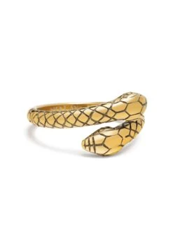 Nialaya Men's Gold Plated Vintage Snake Ring