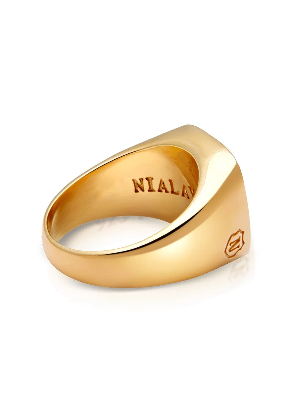 Nialaya Men's Gold Signet Ring With Blue Lapis 4 Nialaya Men's Gold Signet Ring With Blue Lapis - Image 4