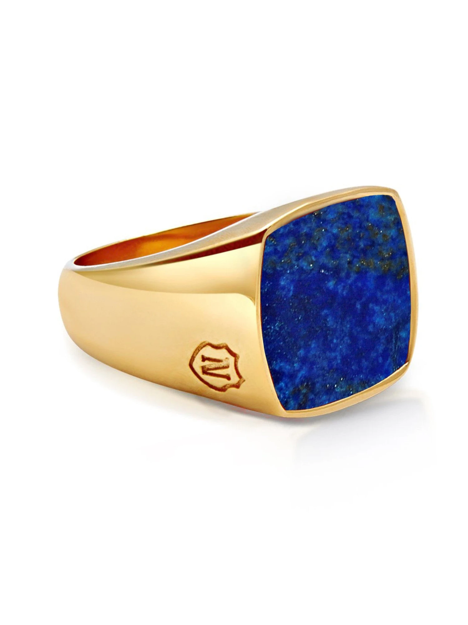 Nialaya Men's Gold Signet Ring With Blue Lapis 1 Nialaya Men's Gold Signet Ring With Blue Lapis