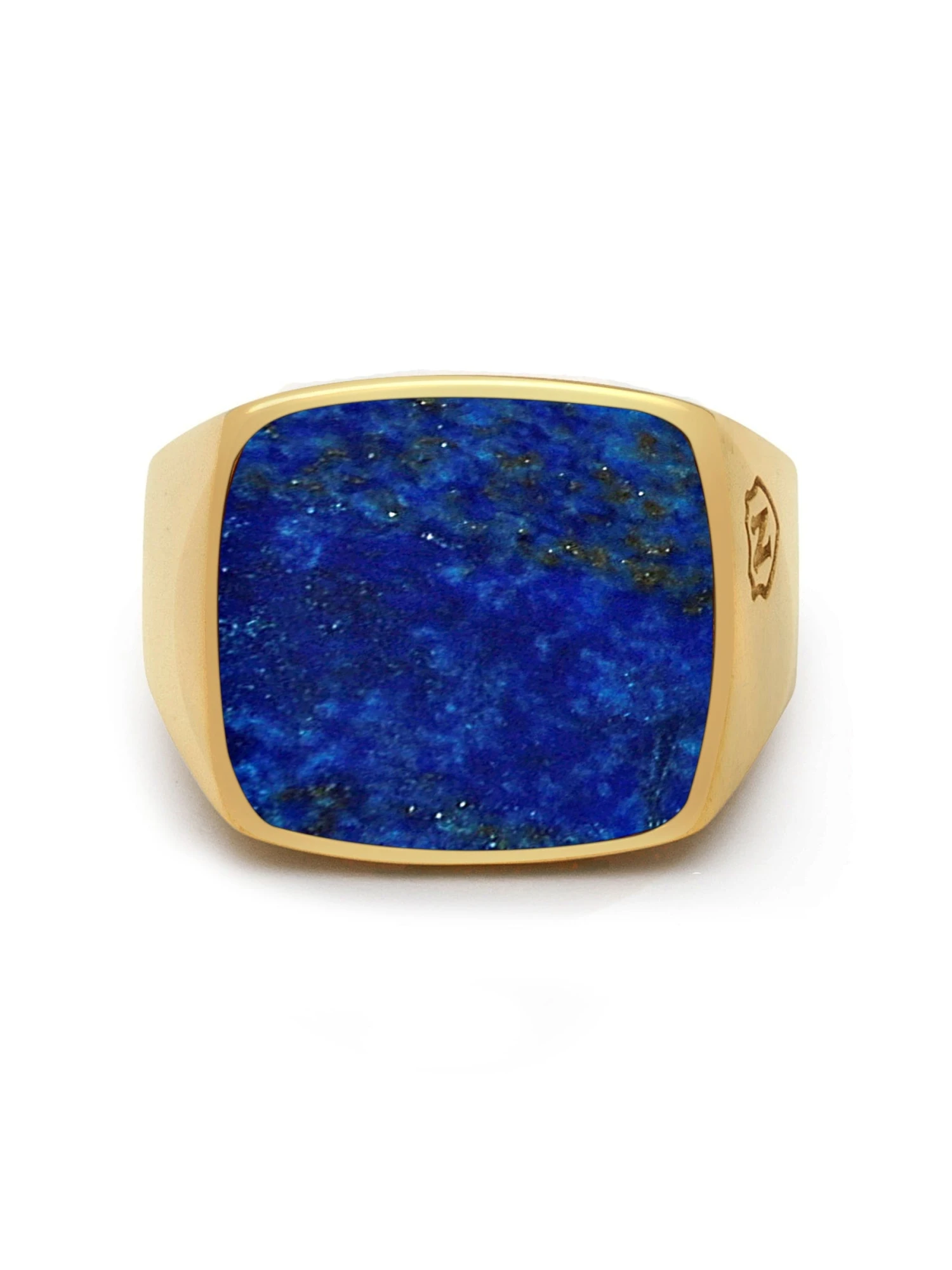 Nialaya Men's Gold Signet Ring With Blue Lapis 3 Nialaya Men's Gold Signet Ring With Blue Lapis - Image 3