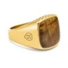 Nialaya Gentleman's Gold Signet Ring With Brown Tiger Eye