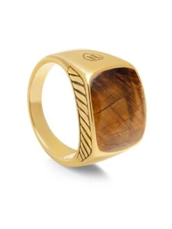 Nialaya Gentleman's Gold Signet Ring With Brown Tiger Eye 7 Nialaya Gentleman's Gold Signet Ring With Brown Tiger Eye -Nialaya Jewelry Store nialaya men s ring men s gold signet ring with brown tiger eye 30741071003720