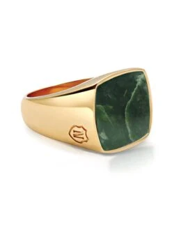 Nialaya Men's Gold Signet Ring With African Turquoise
