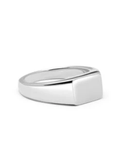 Nialaya Men's Rectangle Sterling Silver Signet Ring