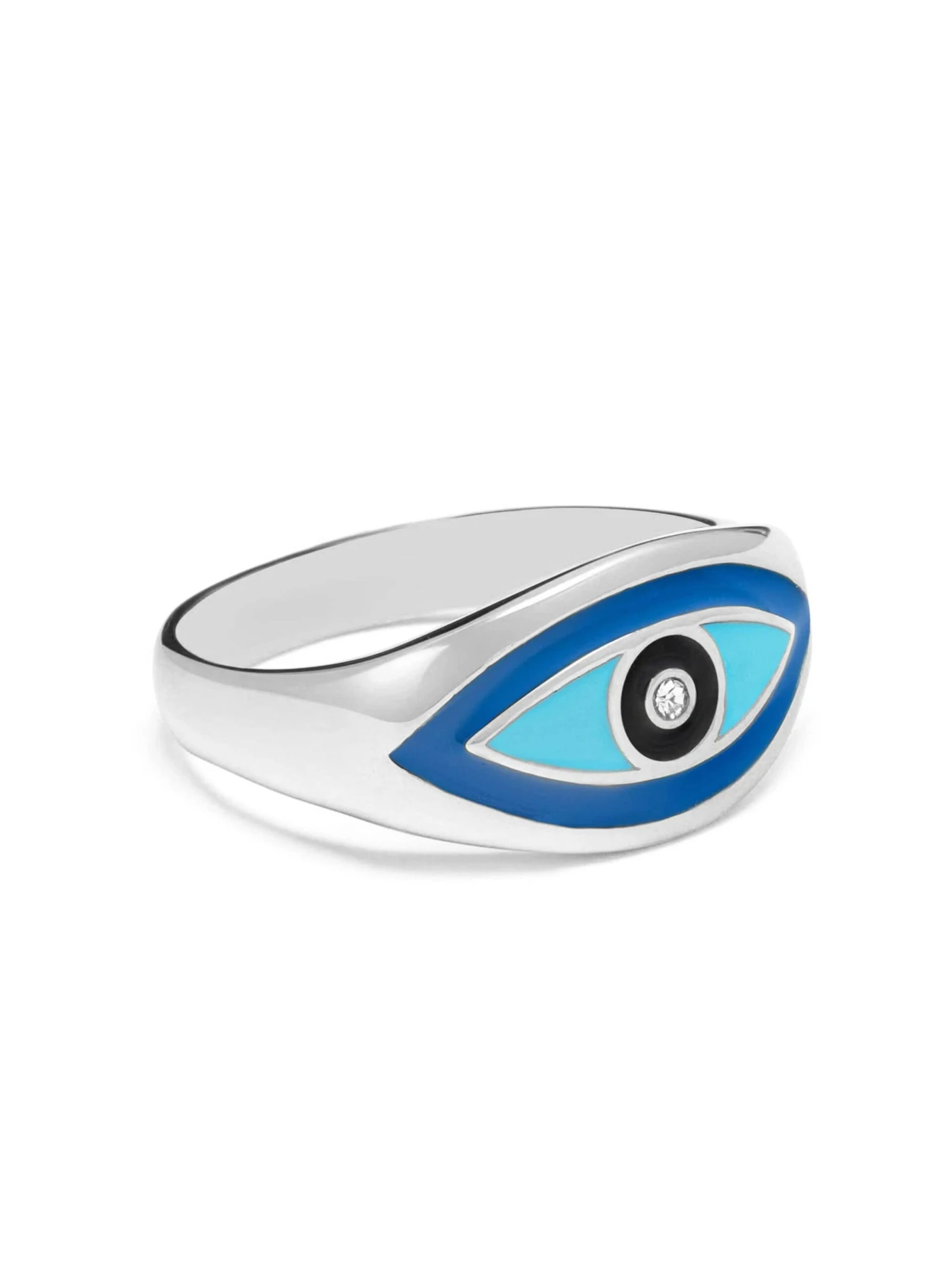 Nialaya Women's Silver Evil Eye Ring 2 Nialaya Women's Silver Evil Eye Ring - Image 2