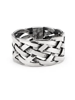Nialaya Men's Stainless Steel Woven Chain Ring