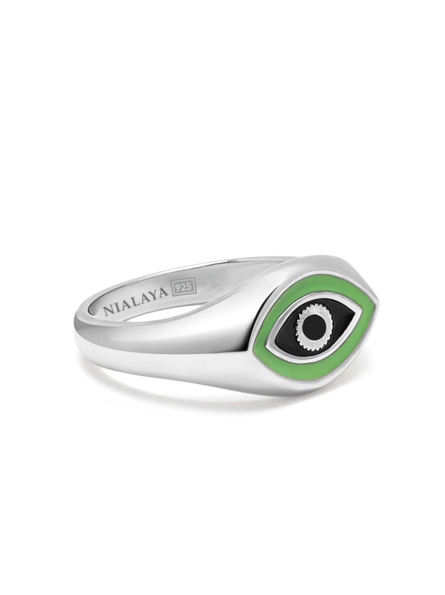 Nialaya Men's Sterling Silver Evil Eye Signet Ring 1 Nialaya Men's Sterling Silver Evil Eye Signet Ring