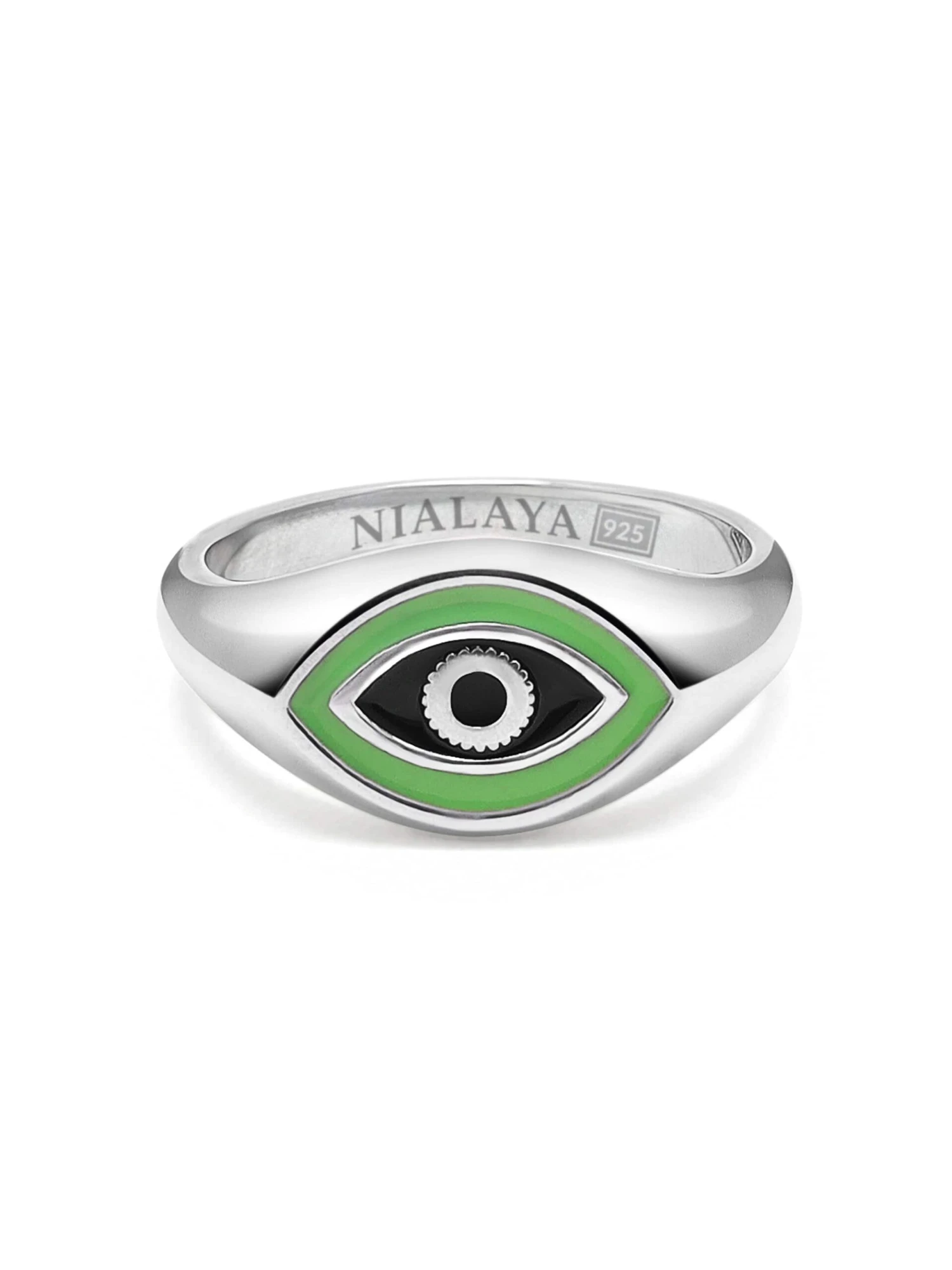 Nialaya Men's Sterling Silver Evil Eye Signet Ring 3 Nialaya Men's Sterling Silver Evil Eye Signet Ring - Image 3