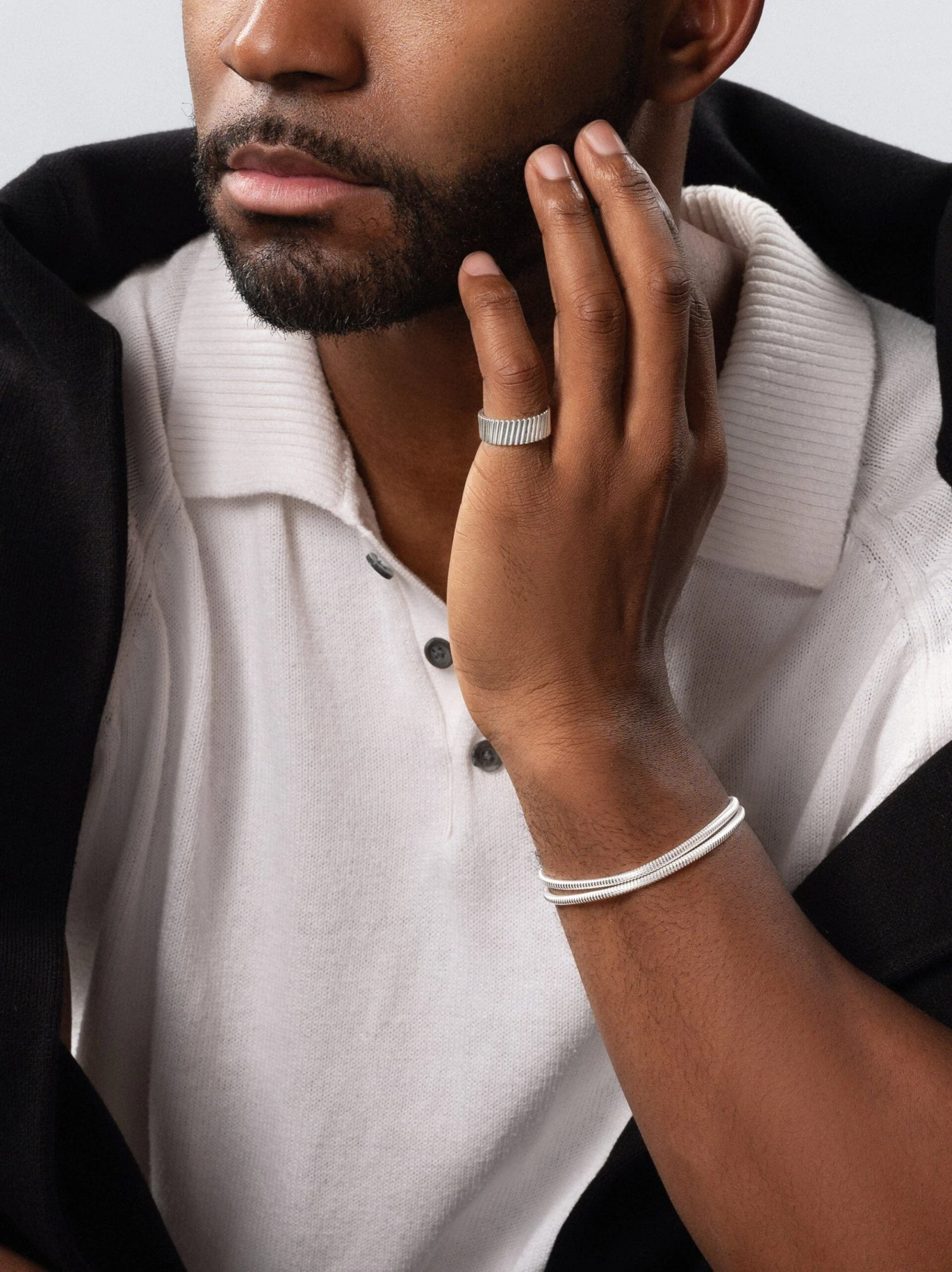 Nialaya Men's Sterling Silver Band Ring 4 Nialaya Men's Sterling Silver Band Ring - Image 4