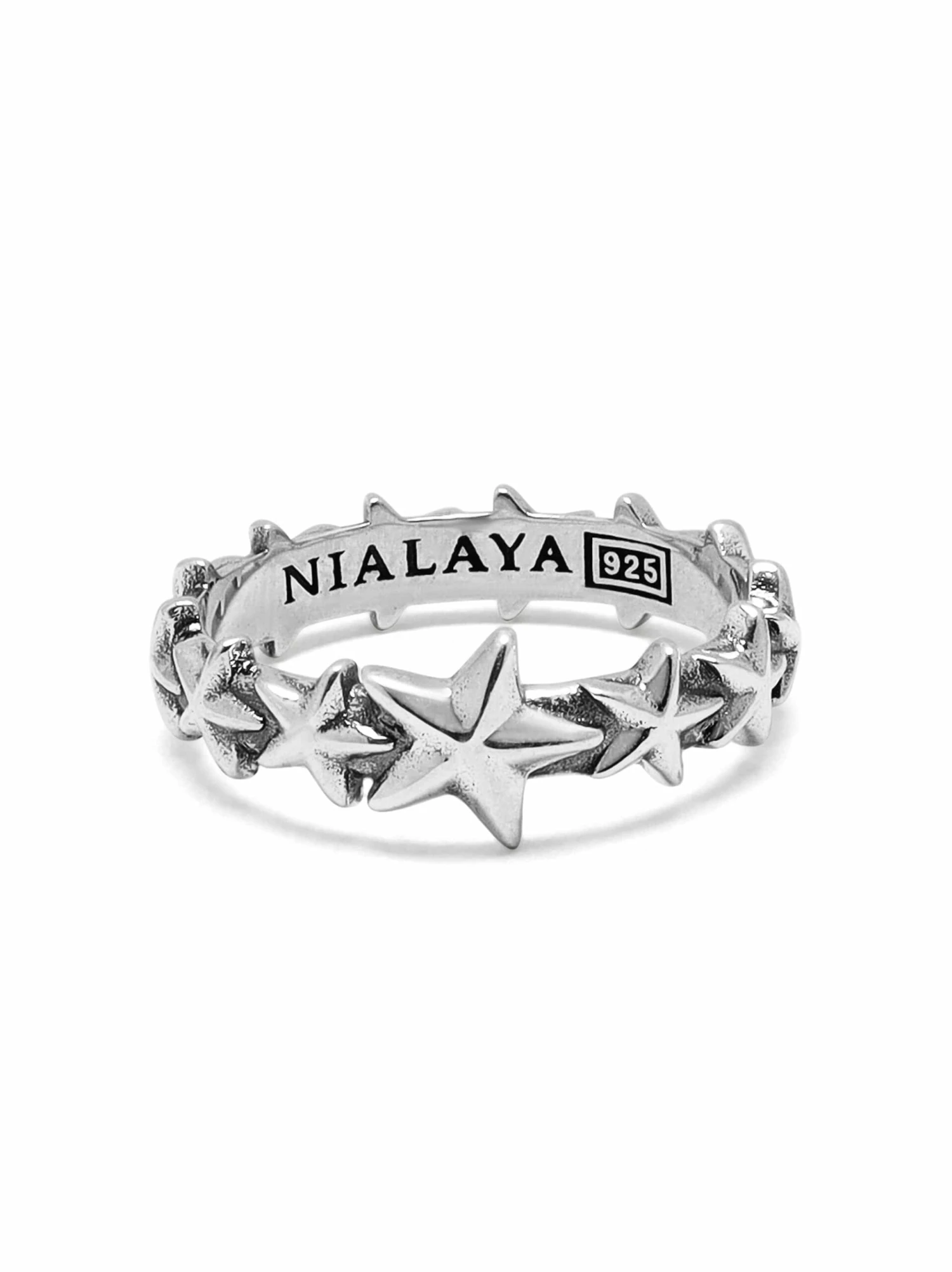 Nialaya Men's Sterling Silver Star Band Ring 3 Nialaya Men's Sterling Silver Star Band Ring - Image 3