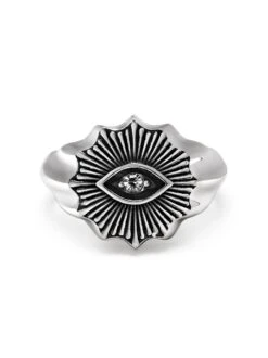 Nialaya Men's Vintage Evil Eye Ring With Clear Crystal -Nialaya Jewelry Store nialaya men s ring men s vintage evil eye ring with clear crystal 30174097375304