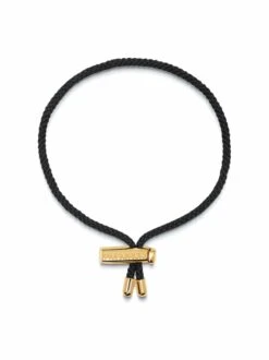 Nialaya Men's Black String Bracelet With Adjustable Gold Lock