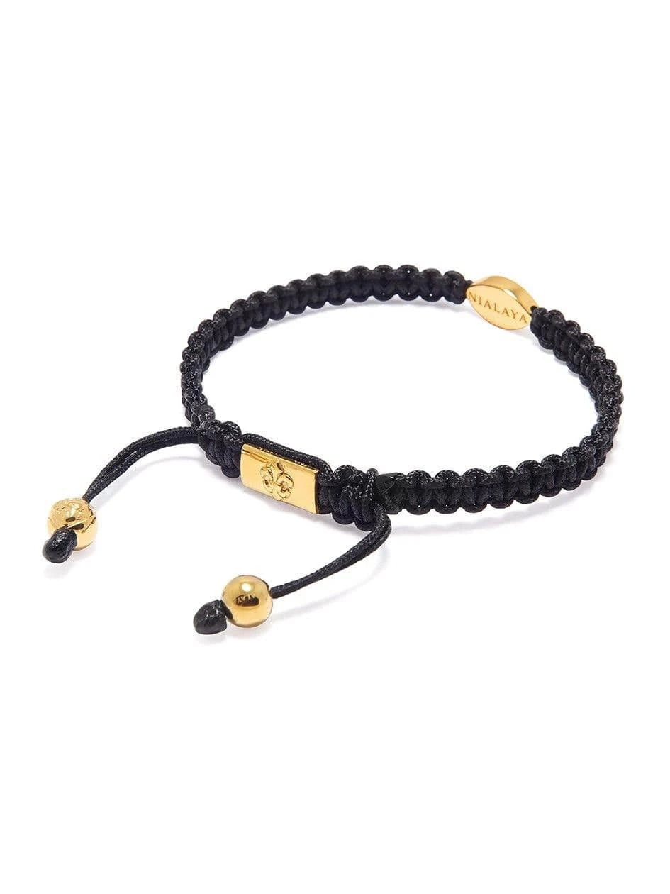 Nialaya Men's Black String Bracelet With Gold Evil Eye 4 Nialaya Men's Black String Bracelet With Gold Evil Eye - Image 4
