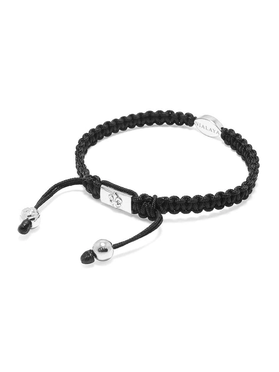 Nialaya Men's Black String Bracelet With Silver Evil Eye 4 Nialaya Men's Black String Bracelet With Silver Evil Eye - Image 4