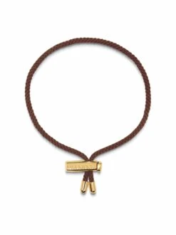 Nialaya Men's Brown String Bracelet With Adjustable Gold Lock