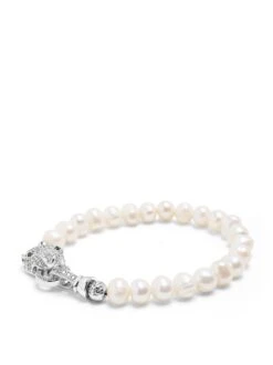 Nialaya Men's Pearl Bracelet With Silver Panther -Nialaya Jewelry Store nialaya women s beaded bracelet men s pearl bracelet with silver panther men s pearl bracelet with silver panther 30948796760136