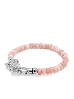 Nialaya Pink Opal Bracelet With Panther Head -Nialaya Jewelry Store nialaya women s beaded bracelet pink opal bracelet with panther head in silver pink opal bracelet with panther head in silver 1171082619