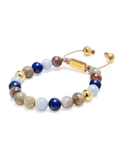 Nialaya Women's Beaded Bracelet With Aquamarine, Blue Lapis, Opal, And Botswana Agate -Nialaya Jewelry Store nialaya women s beaded bracelet women s beaded bracelet with aquamarine blue lapis opal and botswana agate 30429260939336