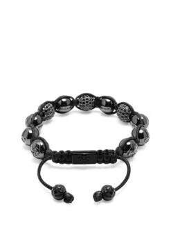 Nialaya Women's Beaded Bracelet With Black Ceramic And Black CZ Beads -Nialaya Jewelry Store nialaya women s beaded bracelet women s beaded bracelet with black ceramic and black cz beads women s beaded bracelet with black ceramic and black cz beads 1160763813
