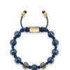 Nialaya Women's Beaded Bracelet With Blue Ceramic And Gold CZ Beads