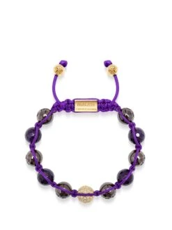 Nialaya Women's Beaded Bracelet With Faceted Amethyst, Burgundy Ceramic And Gold CZ