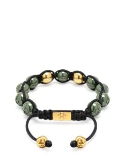Nialaya Women's Beaded Bracelet With Green Ceramic And Gold Beads -Nialaya Jewelry Store nialaya women s beaded bracelet women s beaded bracelet with green ceramic and gold beads women s beaded bracelet with green ceramic and gold beads 1160763806
