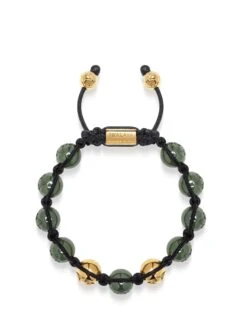 Nialaya Women's Beaded Bracelet With Green Ceramic And Gold Beads