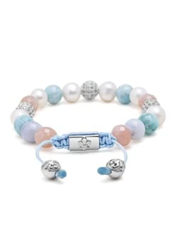 Nialaya Women's Beaded Bracelet With Larimar, Pearl, Blue Lace Agate And Pink Aventurine -Nialaya Jewelry Store nialaya women s beaded bracelet women s beaded bracelet with larimar pearl blue lace agate and pink aventurine women s beaded bracelet with aquamarine pearl and labradorite 2989087319