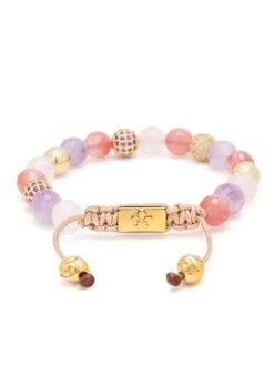 Nialaya Women's Beaded Bracelet With Rose Quartz, Amethyst, Cherry Quartz And Gold -Nialaya Jewelry Store nialaya women s beaded bracelet women s beaded bracelet with rose quartz amethyst cherry quartz and gold 29890716270664
